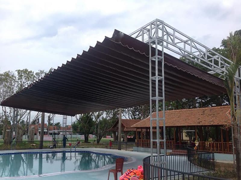 Mái che hồ bới khung kết cấu vuông