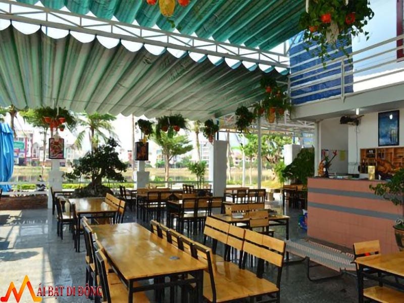 mái che xếp di động nhà hàng